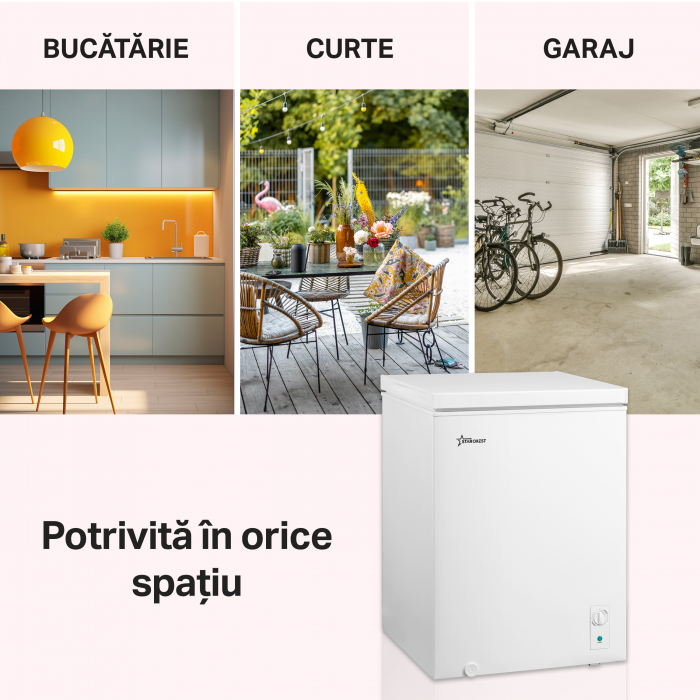 Lada frigorifica STARCREST SCF-143WHE, Clasa E, Capacitate 143L, Sistem convertibil - functie frigider, Termostat reglabil, Alb [2]
