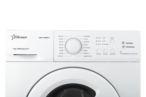 Masina de spalat rufe STARCREST SWM-7100WH++, 7 KG, 1000 RPM, Clasa F, 8 programe, Functie start intarziat, antialergic, Alb [2]