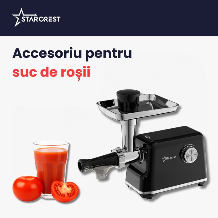Masina de tocat STARCREST SMG-2025BK, 2000 W, Accesoriu rosii si carnati, 3 site de taiere, Cutit inox, Negru [4]