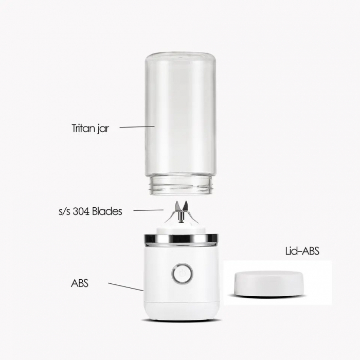 Mini Blender Portabil STARCREST SB-GN04WH, Multifunctional, Auto-curatare, Capacitate 380ml, 4 Lame 3D, Putere 18.000 rpm, Alb [4]