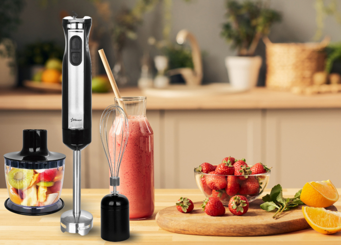 Mixer vertical STARCREST SBS-E800, 800W, viteza variabila, tocator, tel, cana de mixat, negru/inox [3]