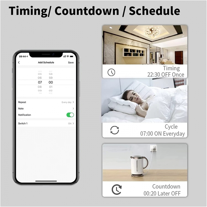 Priza smart STARCREST 20A, app Tuya Smart, Protectie copii, Monitorizare consum, Compatibil cu Alexa/Google Assistant, Alb [4]