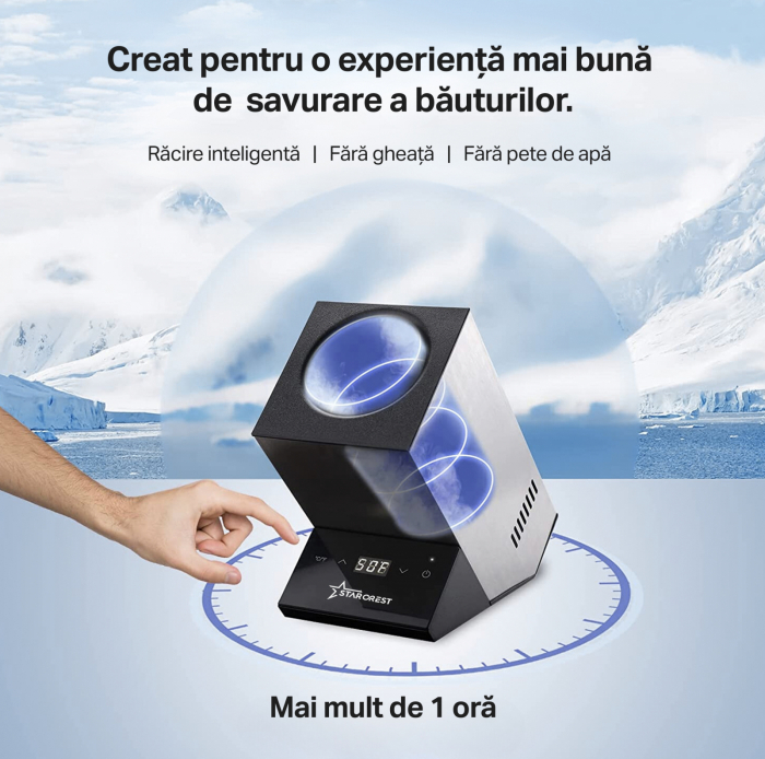 Racitor pentru vin STARCREST SWN-1BT, capacitate 1 sticla, temperatura reglabila 5-15°C, display LED, control touch, otel, Negru [5]