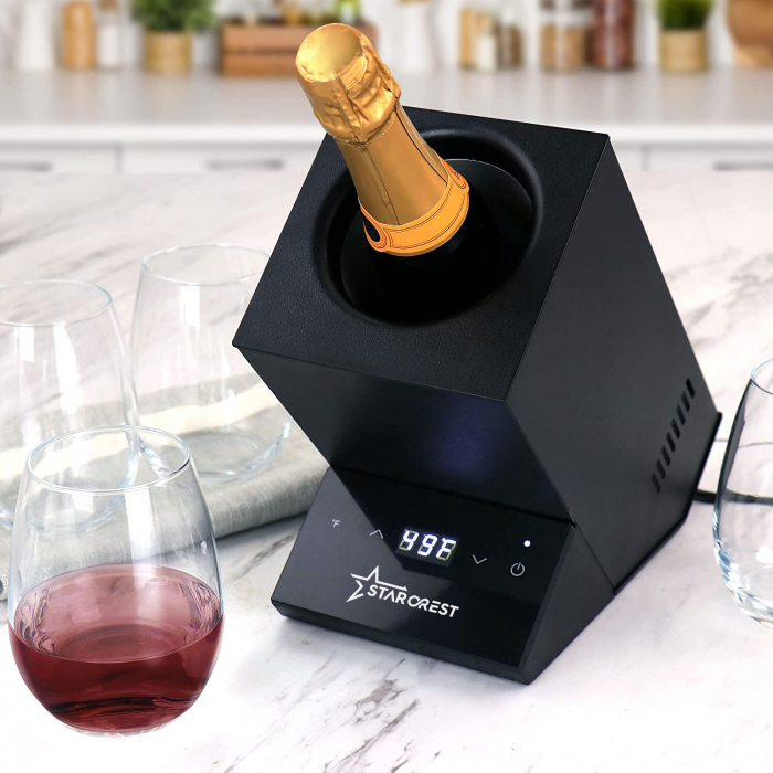 Racitor pentru vin STARCREST SWN-1BT, capacitate 1 sticla, temperatura reglabila 5-15°C, display LED, control touch, otel, Negru [7]