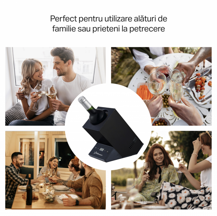 Racitor pentru vin STARCREST SWN-1BT, capacitate 1 sticla, temperatura reglabila 5-15°C, display LED, control touch, otel, Negru [2]