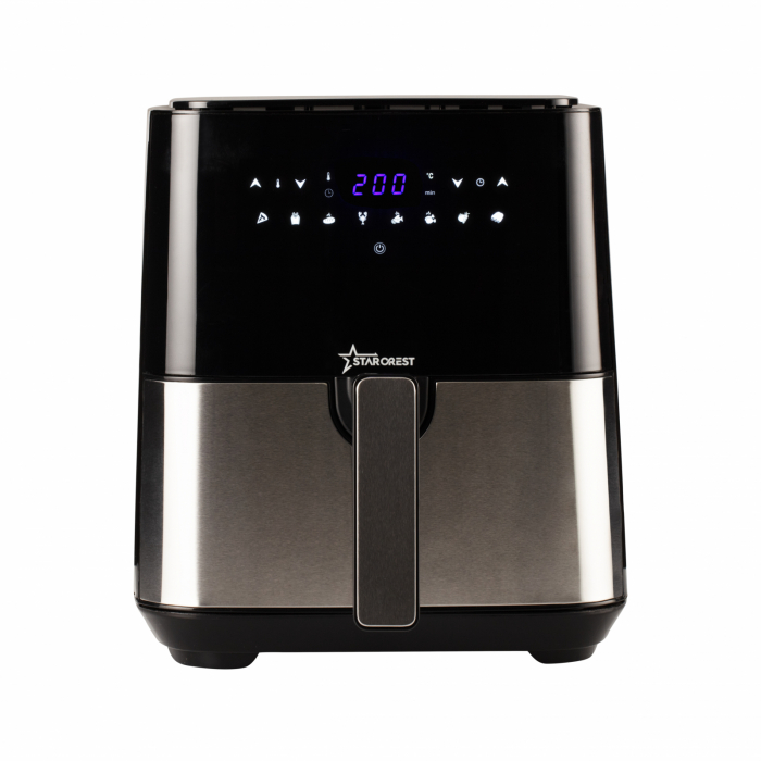 Friteuza digitala cu aer cald XL STARCREST SFR-5050X, 1450 W, 5 Litri, Termostat 80 - 200 C, 8 programe predefinite, Negru