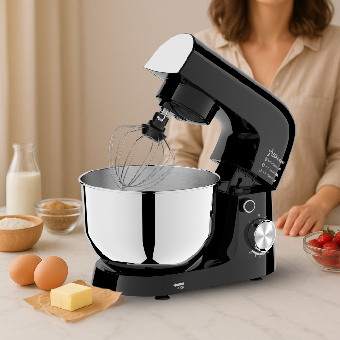 Robot de bucatarie STARCREST SKM-1015BK, 1500 W, Bol 4.5 L Inox, 5 Accesorii, 10 Viteze + Pulse, Negru [8]