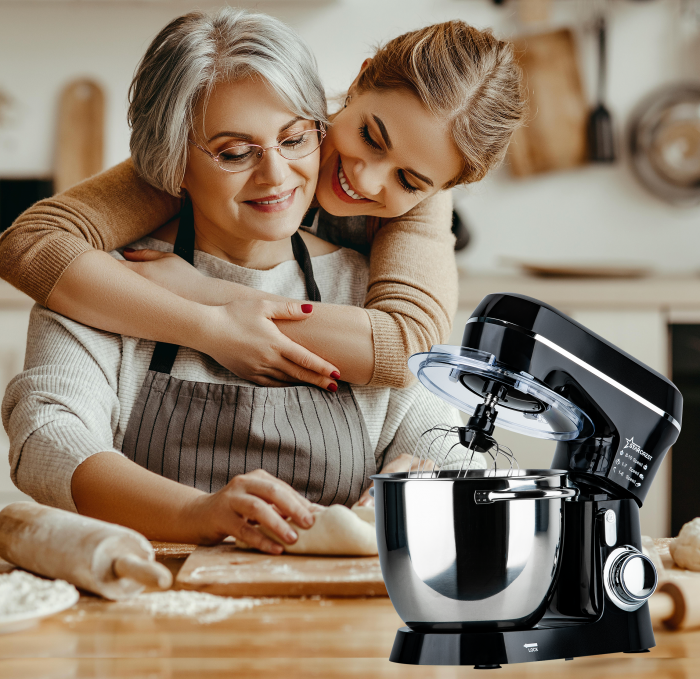 Robot de bucatarie STARCREST SKM-1300BK, 1300W, Bol 5.2 L Inox, 4 Accesorii, 10 Viteze + Pulse, Angrenaje metalice, Negru [6]