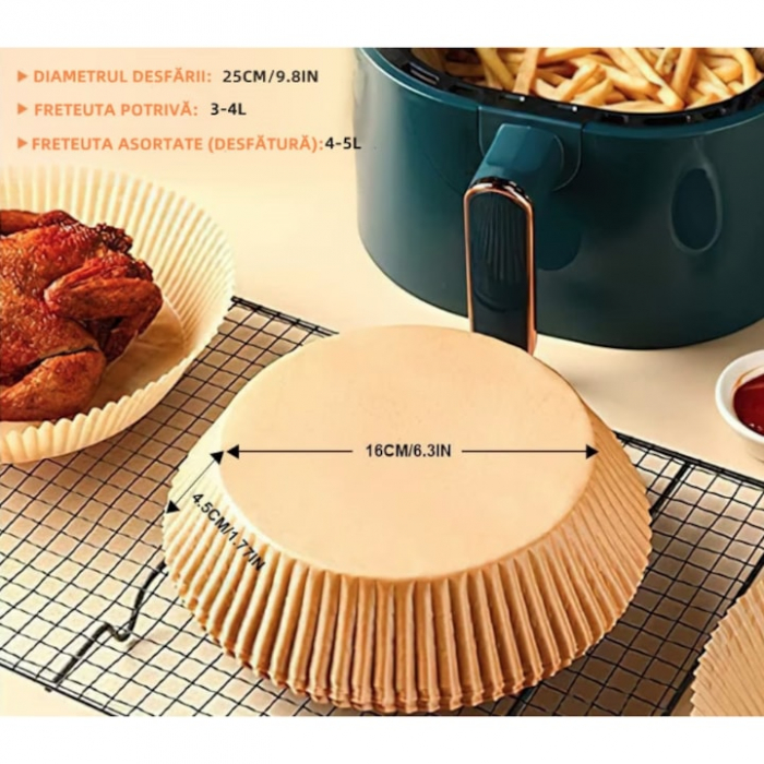 Set 50 hartii de copt pentru friteuza Unica folosinta 16x20x4.5 cm, Maro - STARCREST [2]