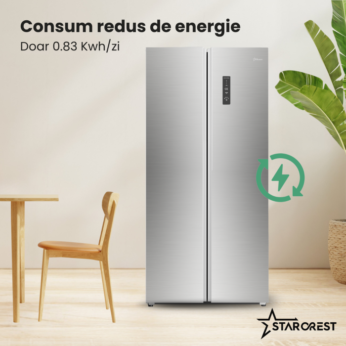 Side by Side STARCREST SSBS-473IXE, Clasa E, No Frost, 473 L, H 178.5 cm, Display digital, Compresor Inverter, Inox [4]