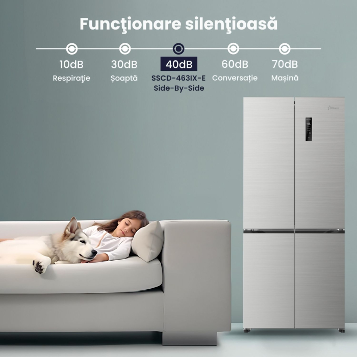Side by side STARCREST SSCD-463IXE, 463 l, Clasa E, Full No Frost, Compresor Inverter, Display digital, Compartiment convertibil 81 l, H 192 cm, Inox [5]