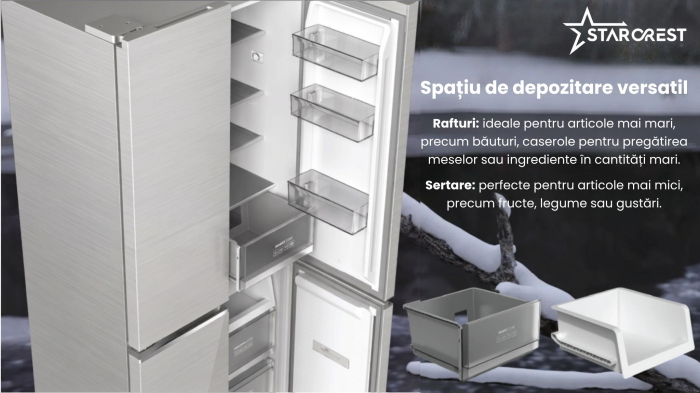 Side by side STARCREST SSCD-463IXE, 463 l, Clasa E, Full No Frost, Compresor Inverter, Display digital, Compartiment convertibil 81 l, H 192 cm, Inox [8]