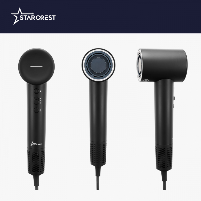 Uscator de par STARCREST SHD-2BK, 1600 W, 110.000 RPM, Ionizare, 3 Trepte de temperatura, 2 Trepte de viteza, Buton de aer rece, Negru [8]