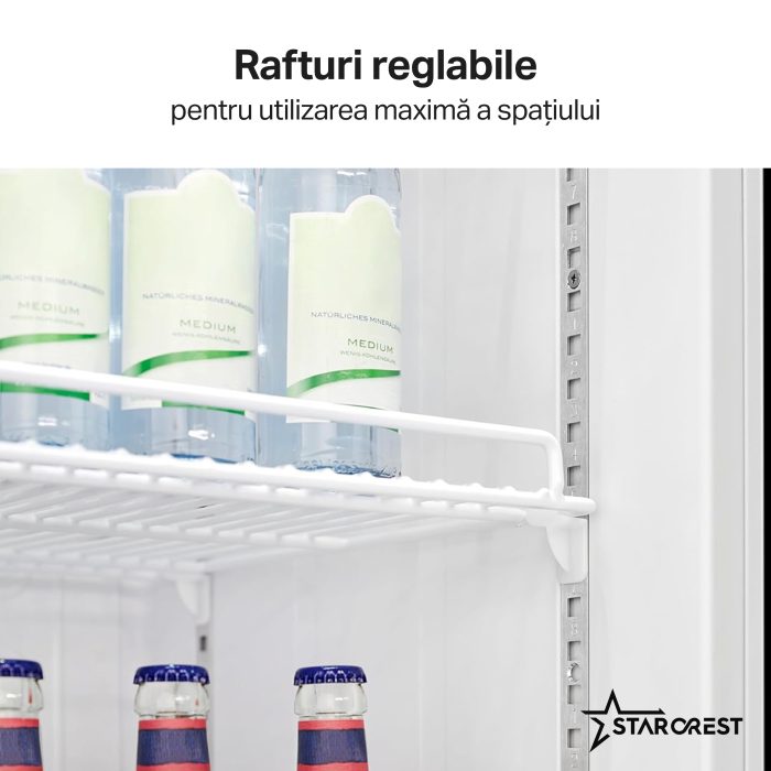 Vitrina frigorifica profesionala STARCREST SPS-300DC, 300 L, Caseta Luminoasa, Termostat reglabil, Iluminare LED, H 193 cm, Negru [5]