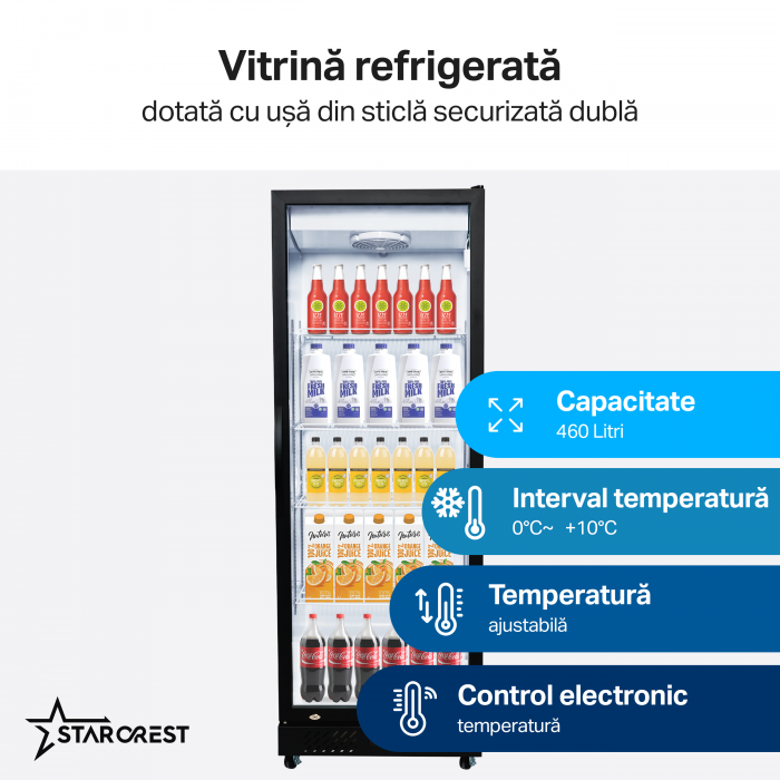 Vitrina frigorifica profesionala STARCREST SPS-460WH, 460 L, 0-10℃, Display Temperatura, Panou comanda Digital, Iluminare LED, H 192 cm [2]
