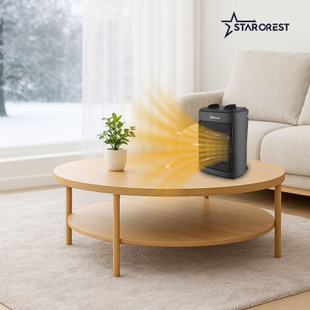 Aeroterma ceramica STARCREST SCH-20BK, 2000W, Termostat Reglabil, 3 Viteze, Functie Ventilator, Portabila, Siguranta Anti Cadere, Protectie Supraincalzire, Negru [6]