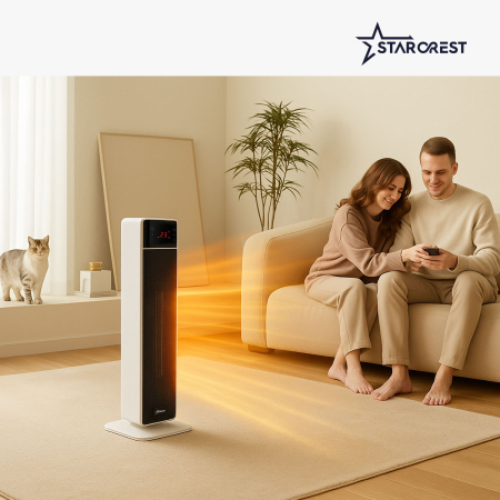 Aeroterma ceramica STARCREST SCH-T30BK, 2000W, Control digital, Functie de oscilare, Telecomanda, Functie ventilator, Temporizator, Siguranta anti cadere, Protectie supraincalzire [7]