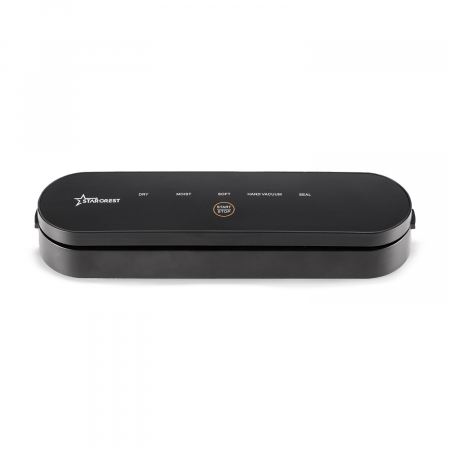 Aparat de vidat alimente - Aparat de vidat si sigilat STARCREST VS-3022, Panou comanda Touch , Vidare umed/uscata, 5 Functii, Ideal pentru alimente sensibile, Cutter incorporat, 10 Pungi incluse, Negru