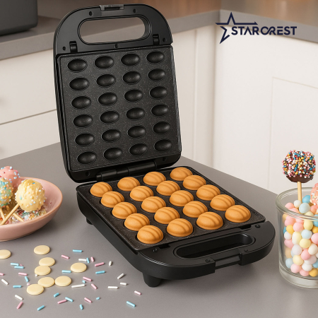 Aparat pentru preparat forme de nuci STARCREST SNM-6024DX, 24 forme, 1400W, Indicator luminos, Placi ceramice detasabile, Negru [7]