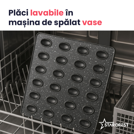 Aparat pentru preparat forme de nuci STARCREST SNM-6024DX, 24 forme, 1400W, Indicator luminos, Placi ceramice detasabile, Negru [4]