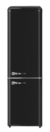 Electrocasnice Mari - Combina frigorifica retro STARCREST SRC-250BK, Design Vintage, Clasa E, Capacitate 250 L, Termostat reglabil, Iluminare LED, H 188.3 cm, Negru