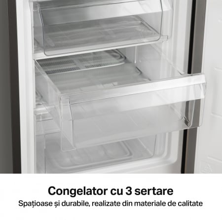 Combina frigorifica STARCREST SC-170IX-E, 170 L, Clasa E, Less Frost, Termostat reglabil, Iluminare LED, Suprafata Inox antiamprenta, Picioare ajustabile, Usi reversibile, H 151.8 cm, Inox [6]