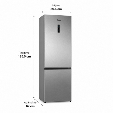 Combina frigorifica STARCREST SCN-405D-IX, 405 L, Total NoFrost, Clasa E, Display digital, Iluminare LED, Suprafata inox antiamprenta, Usi reversibile, H 185.5 cm, Inox [9]