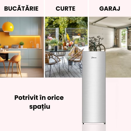 Congelator NoFrost STARCREST SUF-213NF-IX, 213 L, Clasa E, 6 Compartimente, Termostat Digital, Usi reversibile, H 170.7 cm, Inox [7]