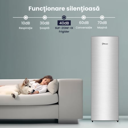 Congelator NoFrost STARCREST SUF-213NF-IX, 213 L, Clasa E, 6 Compartimente, Termostat Digital, Usi reversibile, H 170.7 cm, Inox [8]