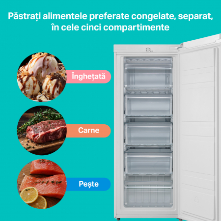Congelator STARCREST SUF-160WH, 160 L, Clasa E, Static, Termostat Ajustabil, Usi reversibile, H 142 cm, Alb [4]