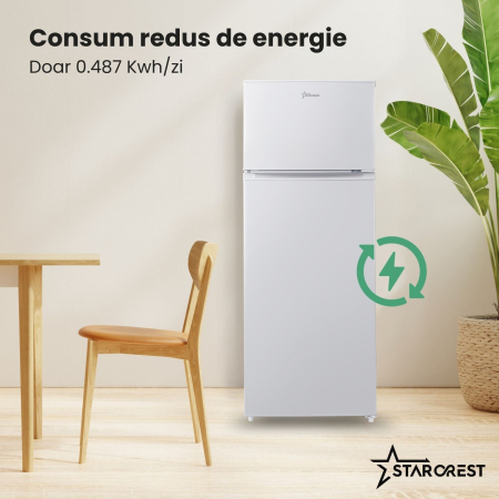 Frigider cu 2 usi STARCREST SF-210WH-E, 210 L, Clasa E, Iluminare LED, Termostat Ajustabil, Usi reversibile, H 143 cm, Alb [3]