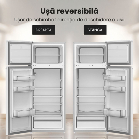Frigider cu 2 usi STARCREST SF-210WH-E, 210 L, Clasa E, Iluminare LED, Termostat Ajustabil, Usi reversibile, H 143 cm, Alb [8]