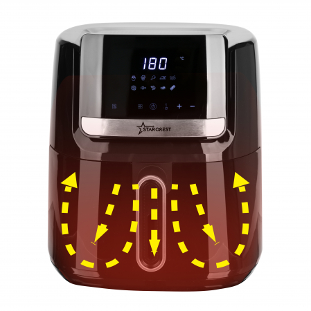 Friteuza cu aer cald STARCREST SFR-6250BK, 1600 W, 6.5 Litri, Termostat 80 - 200 °C, 10 programe predefinite, Negru [2]