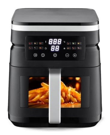 Air fryer - Friteuză cu aer cald - Friteuza cu aer cald STARCREST SFR-7020WBK, 7 Litri,  2 Elemente incalzire superioara / inferioara, 2000 W, Termostat 80 - 200 °C, 12 programe predefinite, Negru