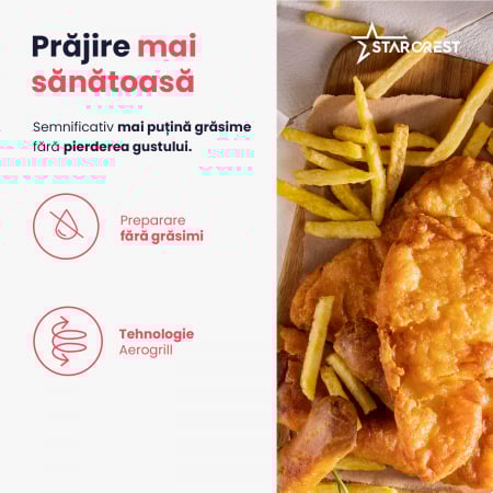 Friteuza digitala cu aer cald STARCREST SFR-5570BK, 1500 W, 5.5 Litri, Termostat 80 - 200 °C, 8 programe predefinite, Negru [6]