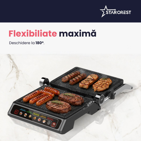Gratar electric 3 in 1 STARCREST SGR-3023CD, 2000 W, 3 tipuri de placi detasabile cu invelis ceramic, Control digital, 7 moduri de gătire presetate, Suprafata de gatire 30 x 23 cm, Spatula curatare [5]