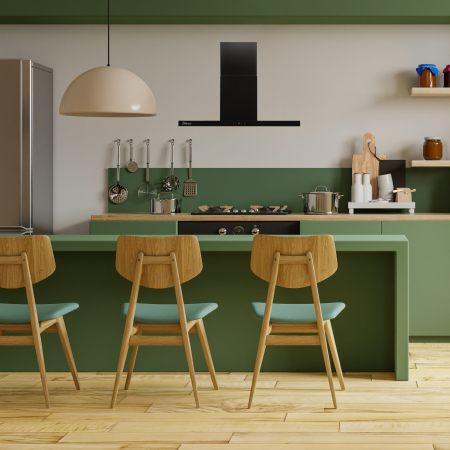 Hota incorporabila decorativa STARCREST SDH-9100X, Putere de absorbtie 800 m3/h, Control touch, Iluminare LED, Clasa B, 90cm, Negru + Sticla neagra [3]