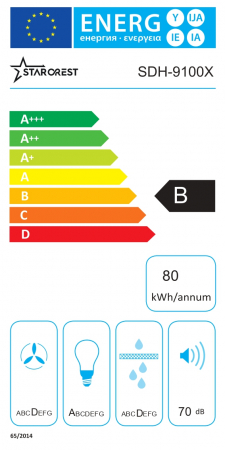 Hota incorporabila decorativa STARCREST SDH-9100X, Putere de absorbtie 800 m3/h, Control touch, Iluminare LED, Clasa B, 90cm, Negru + Sticla neagra [9]