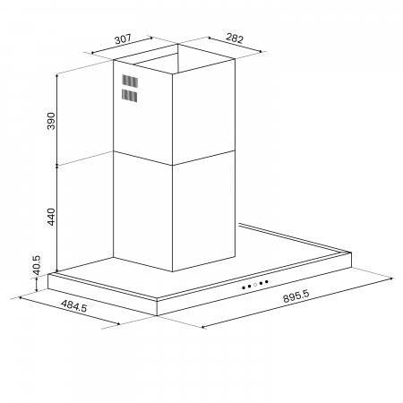 Hota incorporabila decorativa STARCREST SDH-9100X, Putere de absorbtie 800 m3/h, Control touch, Iluminare LED, Clasa B, 90cm, Negru + Sticla neagra [8]