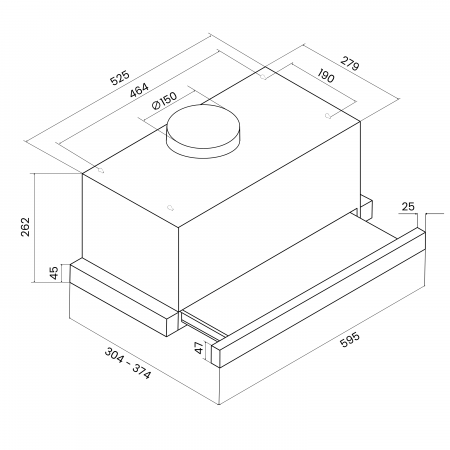 Hota incorporabila telescopica STARCREST STH-550BK, Putere de absorbtie 550 m3/h, 1 Motor, 2 Trepte putere, 60 cm, Negru [6]