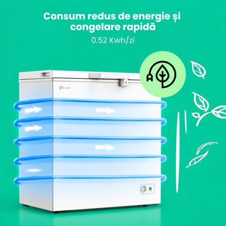 Lada frigorifica STARCREST SCF-195WHE, Clasa E, Capacitate 195L, Sistem convertibil - functie frigider, Termostat reglabil, Alb [6]