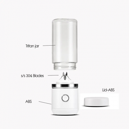 Mini Blender Portabil STARCREST SB-GN04WH, Multifunctional, Auto-curatare, Capacitate 380ml, 4 Lame 3D, Putere 18.000 rpm, Alb [3]