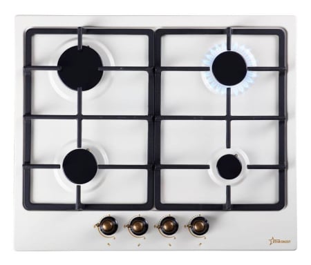 Electrocasnice Mari - Plita incorporabila STARCREST SGH-4080CR, Gaz, 4 arzatoare, Aprindere electrica, Gratare fonta, Design Retro, Bej