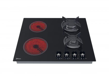 Plita incorporabila STARCREST SEH-HM6042, Mixta, 2 zone gaz, 2 zone vitroceramice, Aprindere electrica, Sticla neagra [4]