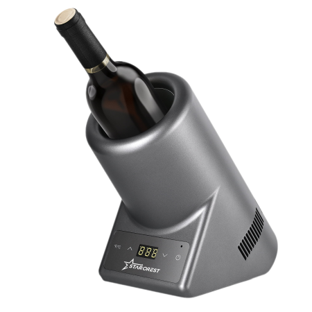 Vitrină de vinuri - Racitor pentru vin STARCREST SWN-1BT-RSV, capacitate 1 sticla, temperatura reglabila 5-15°C, display LED, control touch, Gri