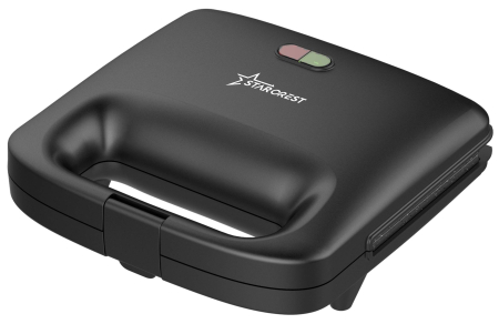 Sandwich maker - Sandwich-maker STARCREST SSM-2575BK, 750 W, Placi cu invelis ceramic antiaderent,  Dimensiune placi 23 x 14.5 cm, Negru