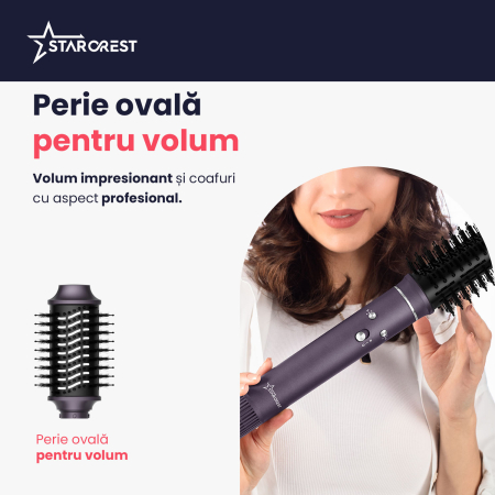 Uscator de par profesional STARCREST SHD-7-1PP, 1300 W, 6 Accesorii incluse, 3 Trepte de viteza, 3 Trepte de temperatura, Buton de aer rece, Mov [6]