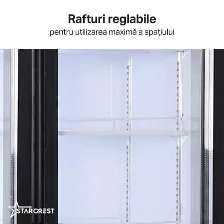 Vitrina frigorifica profesionala cu 2 usi STARCREST SPS-2D590DC, 590 L, Caseta luminoasa, Display Temperatura, Panou comanda Digital, Iluminare LED, Roti, H 195 cm [2]