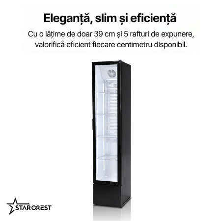Vitrina frigorifica profesionala STARCREST SPS-150BK, 150 L, Display Temperatura, Panou comanda Digital, Iluminare LED, H 188 cm [6]