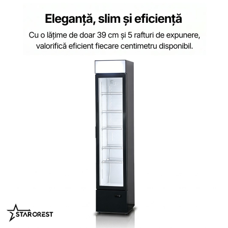 Vitrina frigorifica profesionala STARCREST SPS-150DC, 150 L, Caseta luminoasa, Display Temperatura, Panou comanda Digital, Iluminare LED, H 188 cm [6]